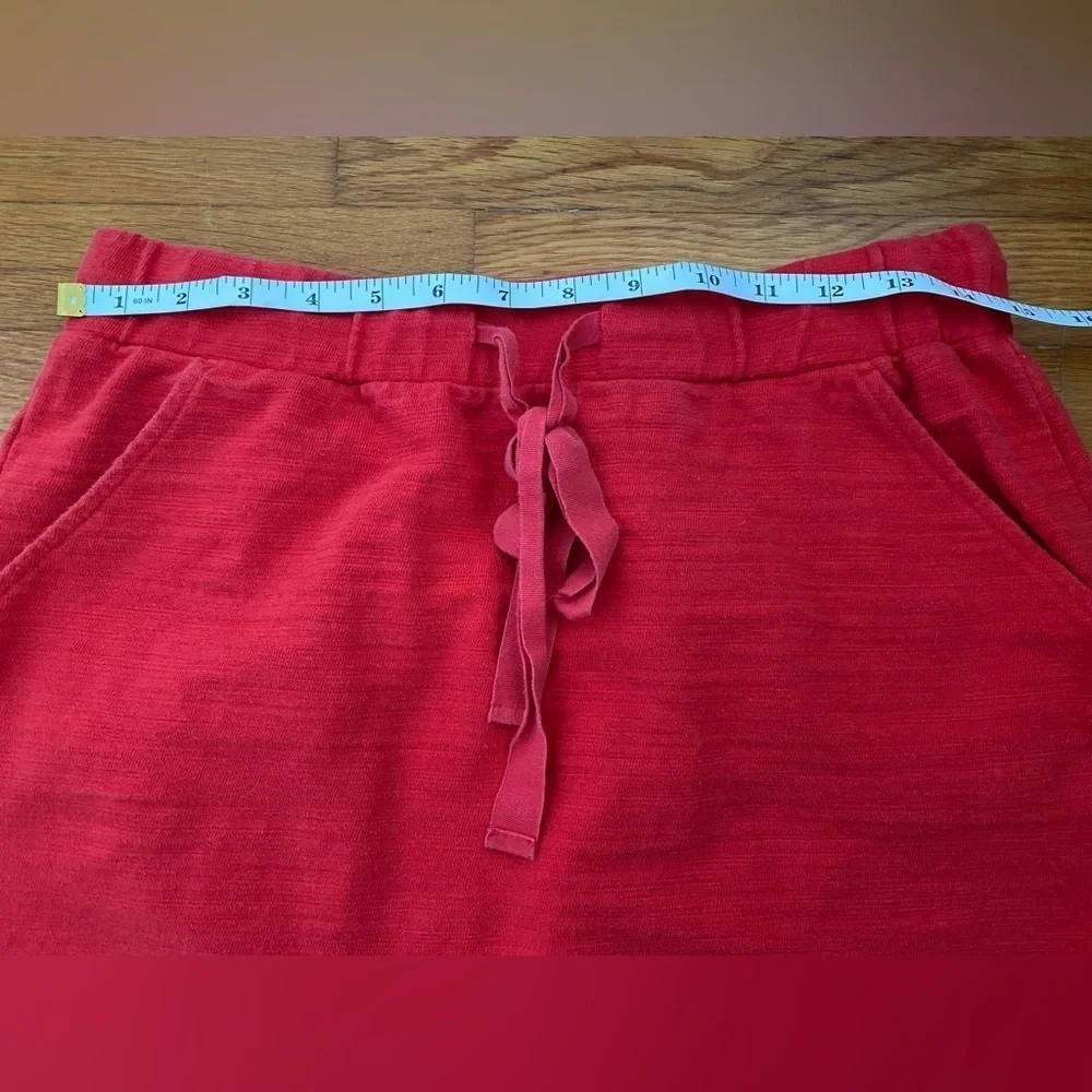 LOFT Womens Knit Mini Skirt Size Small Red Elastic Tie Waist Pockets Cotton